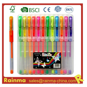 12 PCS Gel Ink Pen Set em caixa de plástico